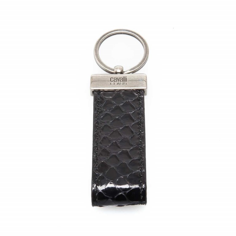 Schlüsselanhänger Leder Schwarz, Farbe: schwarz, Marke: Cavalli, Abmessungen in cm: 10x2.5x1.5, Bild 1 von 1