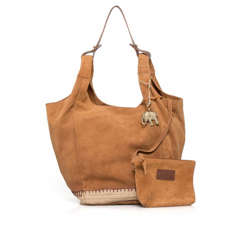 Beuteltasche Cheyenne Suede Uni Espandrilles 116-7497 Camel, Farbe: cognac, Marke: Anokhi, Abmessungen in cm: 25x32x24, Bild 1 von 4