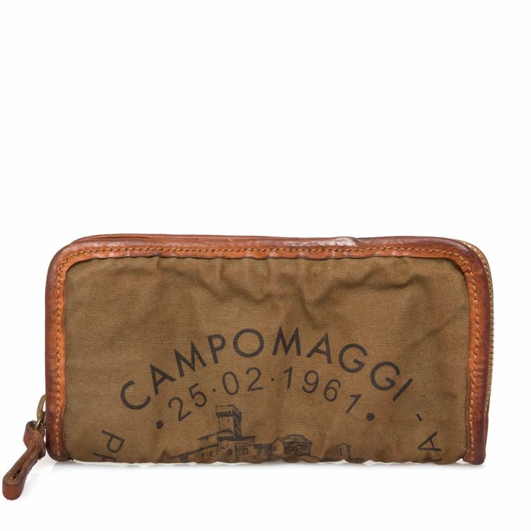 Geldbörse Canvas CP0132-TVVLTC2 Cognac Druck Schwarz, Farbe: cognac, Marke: Campomaggi, Abmessungen in cm: 20x11.5x3, Bild 1 von 3