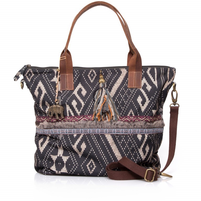 Shopper Dushin Mongolian Dream, Farbe: anthrazit, beige, Marke: Anokhi, Abmessungen in cm: 38x40x16, Bild 1 von 4