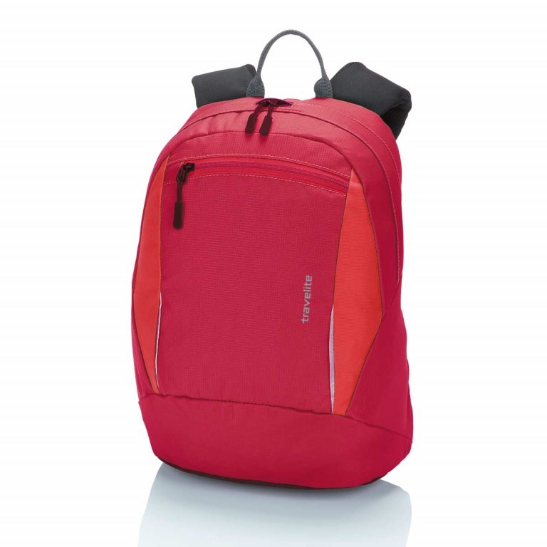 Rucksack Basics Rot, Farbe: rot/weinrot, Marke: Travelite, Abmessungen in cm: 27x37x17, Bild 1 von 3