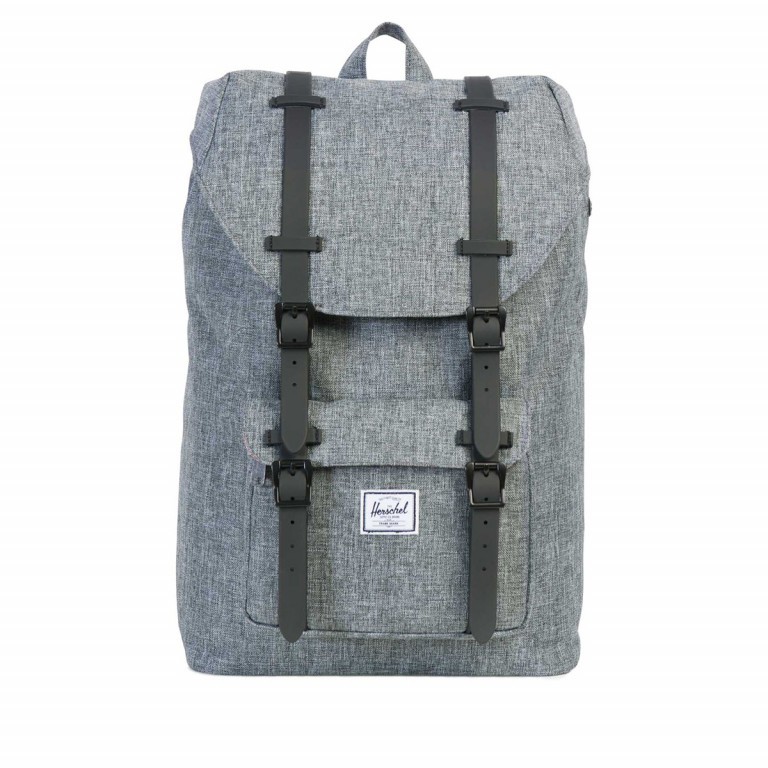 Rucksack Little America Medium Rubber Straps Volumen 14 Liter Raven Crosshatch Black Rubber, Farbe: grau, Marke: Herschel, EAN: 0828432123377, Abmessungen in cm: 28x43x12, Bild 1 von 5