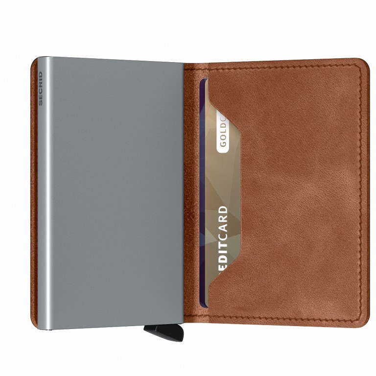 Geldbörse Slimwallet Vintage Cognac Silver, Farbe: cognac, Marke: Secrid, EAN: 8718215288060, Abmessungen in cm: 6.8x10.2x1.6, Bild 5 von 6