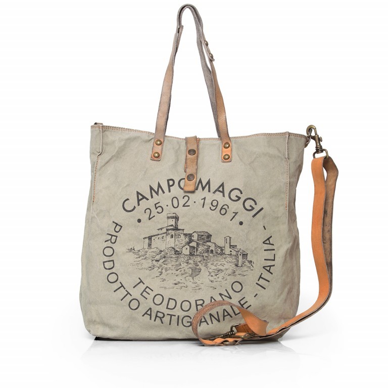 Tasche Canvas C1262ML-TEVLTC Druck Schwarz, Farbe: beige, Marke: Campomaggi, Abmessungen in cm: 42x37x15, Bild 1 von 3