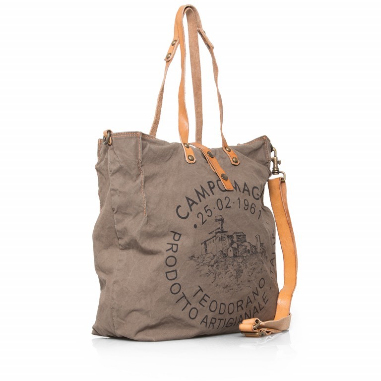 Tasche Canvas C1226ML-TEVL-2393 Oliv, Farbe: taupe/khaki, Marke: Campomaggi, Abmessungen in cm: 40x40x16, Bild 2 von 4