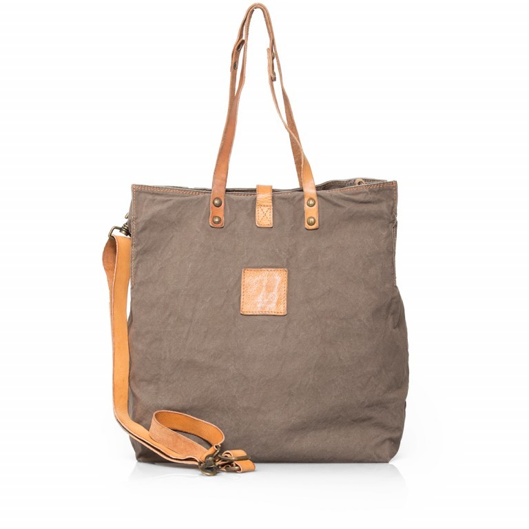 Tasche Canvas C1226ML-TEVL-3197 Khaki Druck Pink, Farbe: taupe/khaki, Marke: Campomaggi, Abmessungen in cm: 40x40x16, Bild 4 von 4