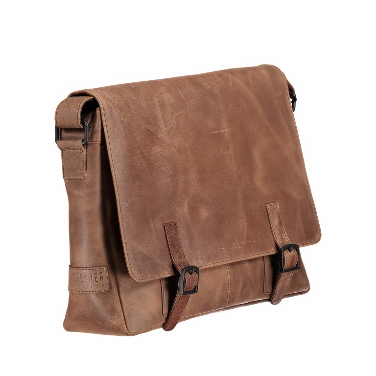 Kuriertasche Cognac, Farbe: cognac, Marke: Hausfelder Manufaktur, EAN: 4046478031715, Abmessungen in cm: 58x30x10, Bild 2 von 5