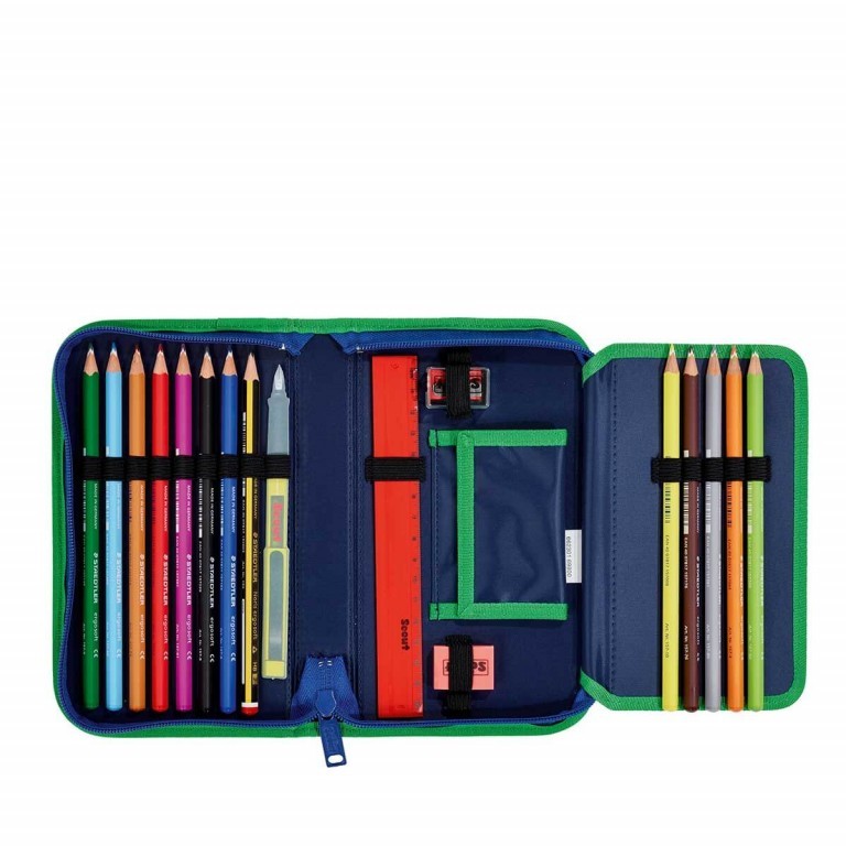 Schulranzen Sunny Set 4-teilig Dino, Farbe: blau/petrol, grün/oliv, orange, Marke: Scout, Abmessungen in cm: 30x39x20, Bild 7 von 9