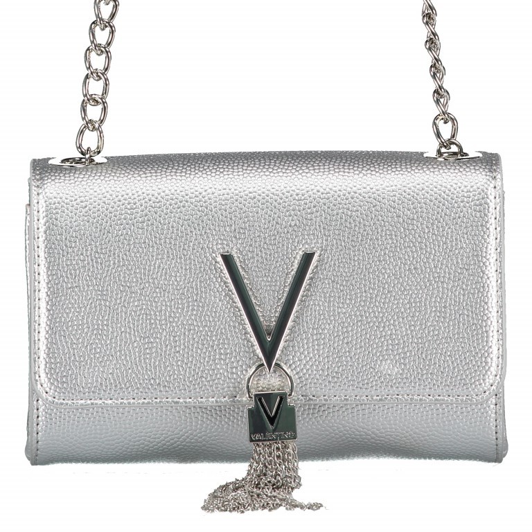 Umhängetasche Divina Argento, Farbe: metallic, Marke: Valentino Bags, EAN: 8052790167373, Abmessungen in cm: 17.5x11.5x6, Bild 1 von 6