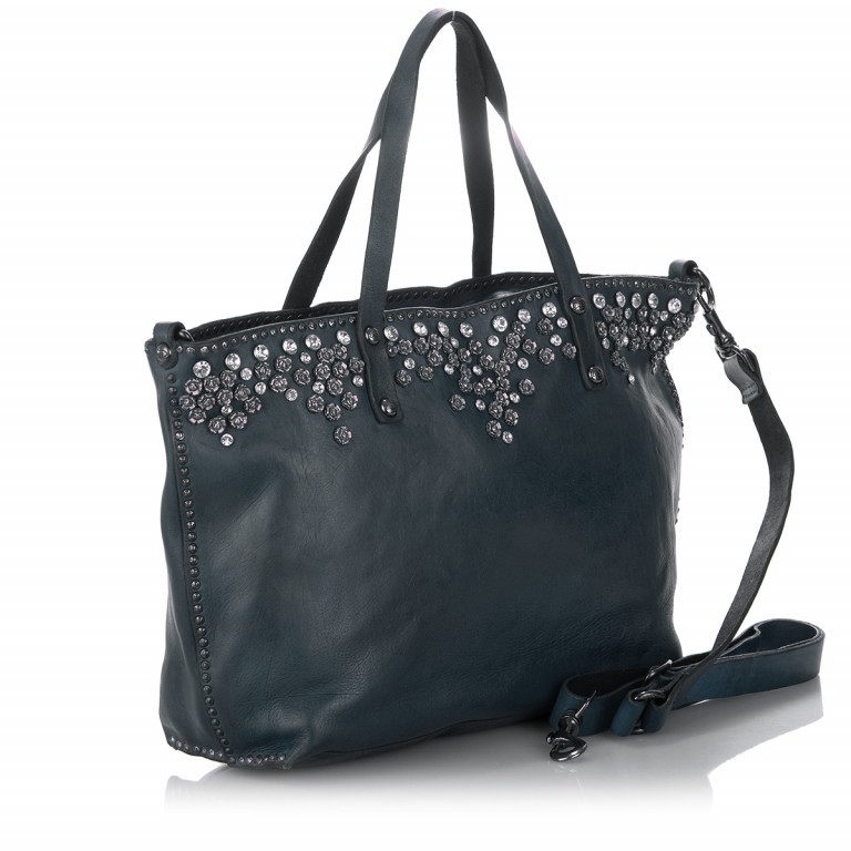 Shopper Bella Di Notte Leder Blu, Farbe: blau/petrol, Marke: Campomaggi, Abmessungen in cm: 45x28x12, Bild 2 von 4