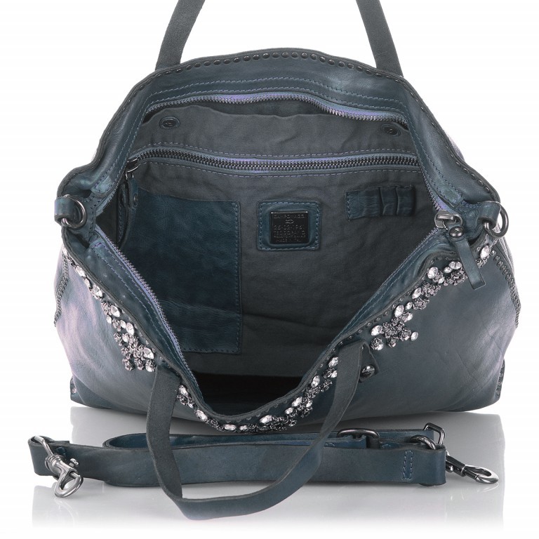 Shopper Bella Di Notte Leder Blu, Farbe: blau/petrol, Marke: Campomaggi, Abmessungen in cm: 45x28x12, Bild 3 von 4