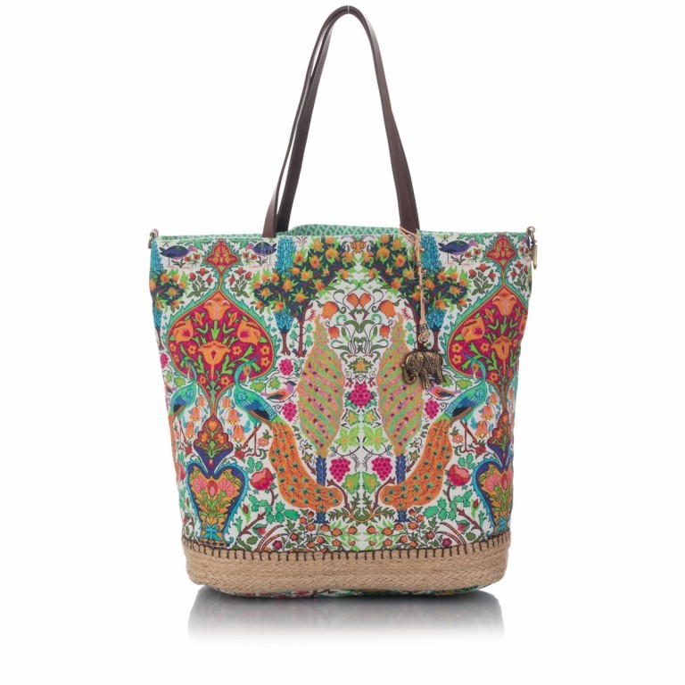 Shopper Cheyenne Canvas Metallic 117-5201 Oriental Peacock, Farbe: grün/oliv, Marke: Anokhi, Abmessungen in cm: 38x36x18, Bild 1 von 5