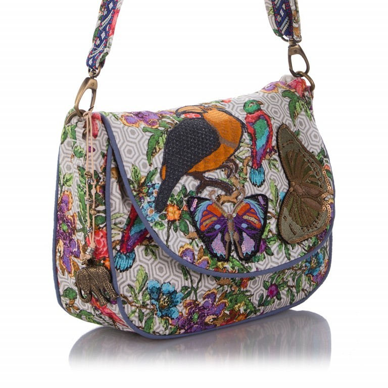 Umhängetasche Saddlebag Canvas 117-5202 Parrots, Farbe: beige, Marke: Anokhi, Abmessungen in cm: 31x23x12, Bild 2 von 5