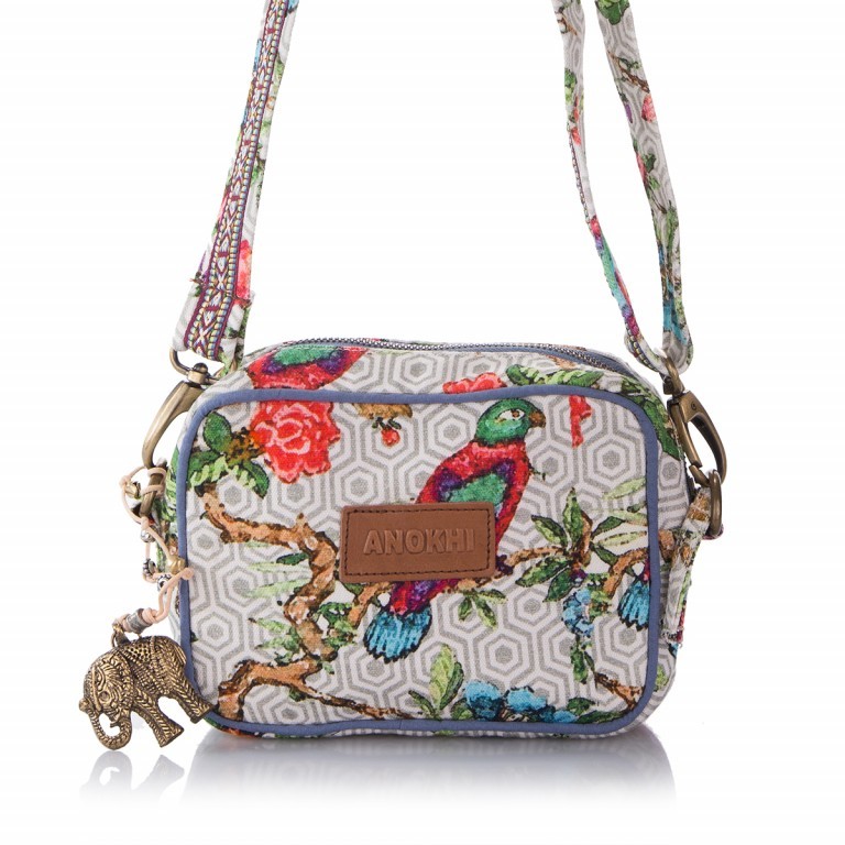 Crossbody Mini Canvas Parrots, Farbe: beige, Marke: Anokhi, Abmessungen in cm: 18x13x6, Bild 4 von 5