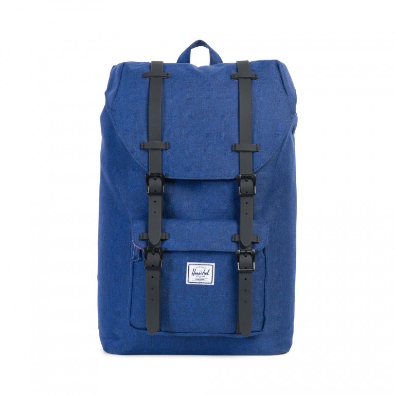 Rucksack Little America Medium Rubber Straps Volumen 14 Liter Eclipse Crosshatch Black Rubber, Farbe: blau/petrol, Marke: Herschel, EAN: 0828432123391, Abmessungen in cm: 28x43x12, Bild 1 von 4