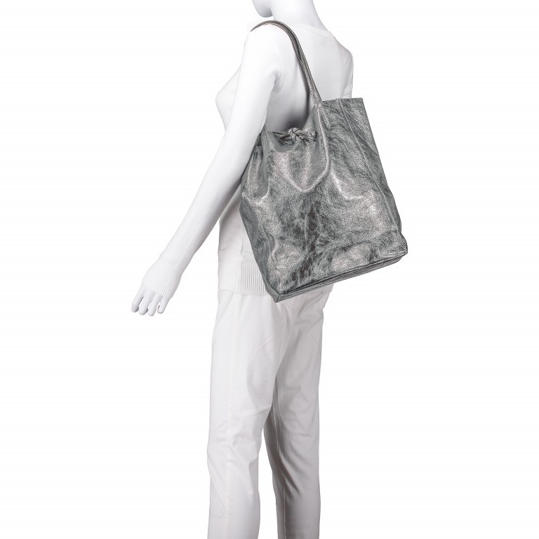 Shopper Athena Silber Metallic, Farbe: metallic, Marke: Hausfelder Manufaktur, Abmessungen in cm: 28x38x14, Bild 3 von 5