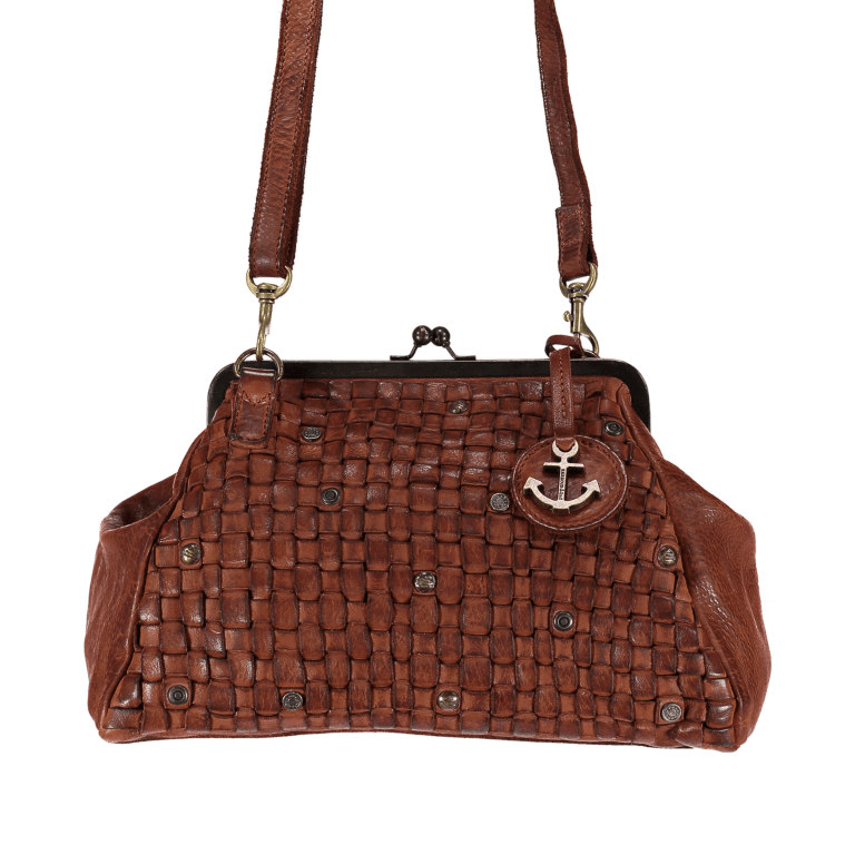 Umhängetasche Soft-Weaving Palina B3.6339 mit Knipsverschluss Charming Cognac, Farbe: cognac, Marke: Harbour 2nd, EAN: 4046478028128, Abmessungen in cm: 28x19x12, Bild 1 von 4