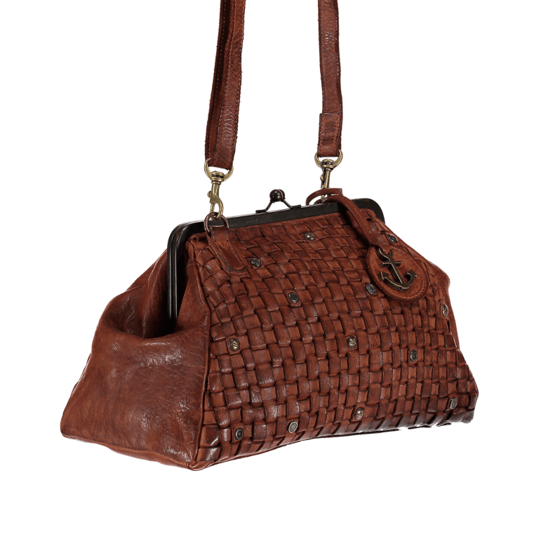 Umhängetasche Soft-Weaving Palina B3.6339 mit Knipsverschluss Charming Cognac, Farbe: cognac, Marke: Harbour 2nd, EAN: 4046478028128, Abmessungen in cm: 28x19x12, Bild 2 von 4