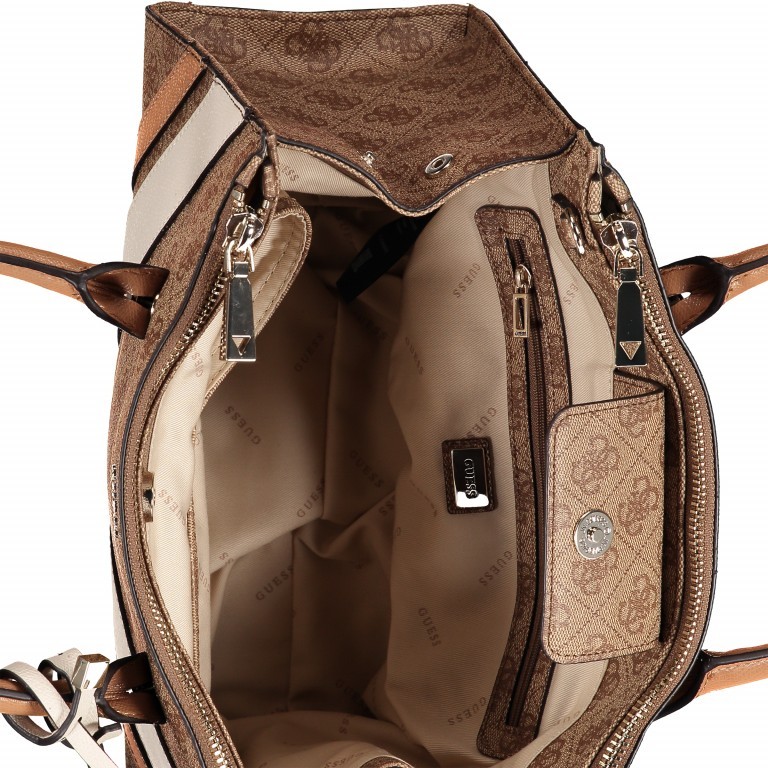 Handtasche Slater Brown, Farbe: braun, Marke: Guess, Abmessungen in cm: 31.5x21x13, Bild 4 von 6