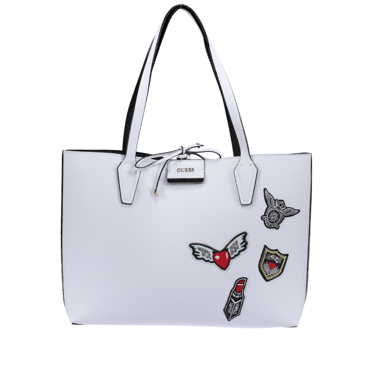 Shopper Bobbi Bag in Bag White Black, Farbe: schwarz, weiß, Marke: Guess, Abmessungen in cm: 35.5x28x13, Bild 1 von 6