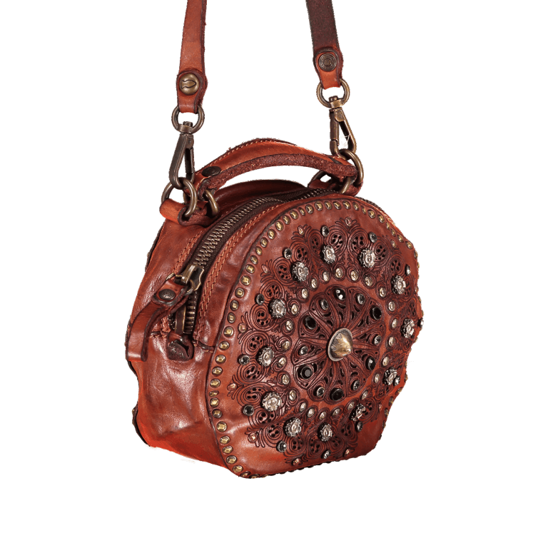 Umhängetasche Prestige Tonda Leder Cognac, Farbe: cognac, Marke: Campomaggi, Abmessungen in cm: 18x15.5x7, Bild 2 von 6