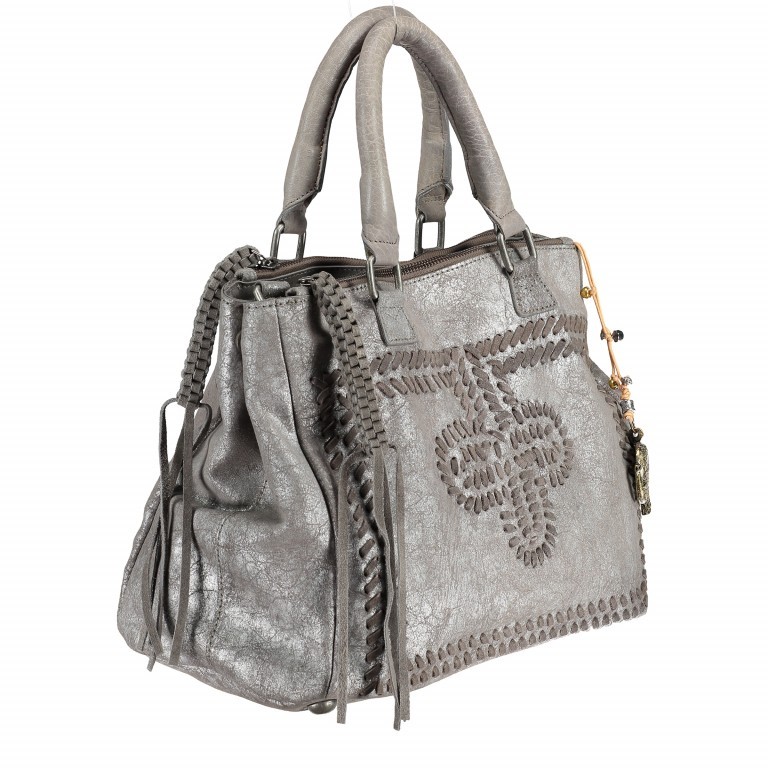 Handtasche Valente 317-7265 Silver, Farbe: metallic, Marke: Anokhi, Abmessungen in cm: 32x25x15, Bild 2 von 5