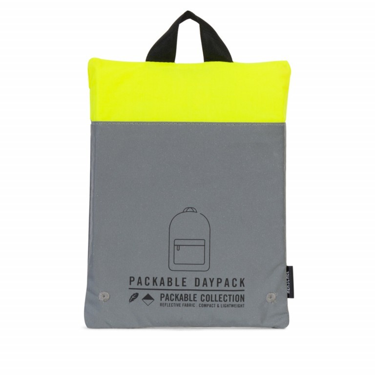 Rucksack Packable Daypack faltbar Silver Neon Yellow Reflective, Farbe: grau, Marke: Herschel, EAN: 0828432136308, Abmessungen in cm: 32x45x14, Bild 5 von 5