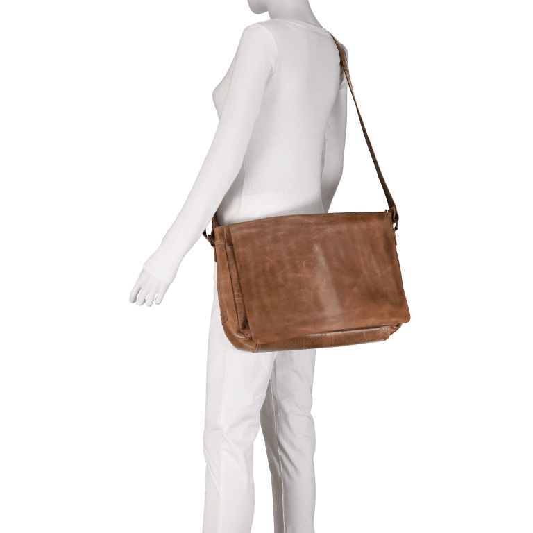 Kuriertasche Cognac, Farbe: cognac, Marke: Portobello, EAN: 4046478023888, Abmessungen in cm: 36x28x12, Bild 3 von 5