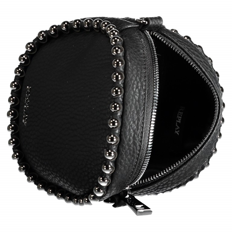 Umhängetasche Minibag mit Nietenbesatz Schwarz, Farbe: schwarz, Marke: Replay, Abmessungen in cm: 17x17x6, Bild 4 von 5