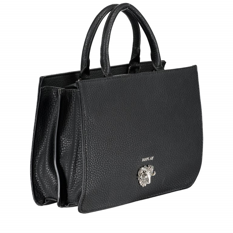 Tasche Business-Shopper Schwarz, Farbe: schwarz, Marke: Replay, Abmessungen in cm: 35x25x14, Bild 2 von 6