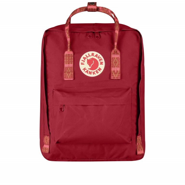 Rucksack Kånken Deep Red Folk Blocked, Farbe: rot/weinrot, Marke: Fjällräven, EAN: 7323450363253, Abmessungen in cm: 27x38x13, Bild 1 von 16