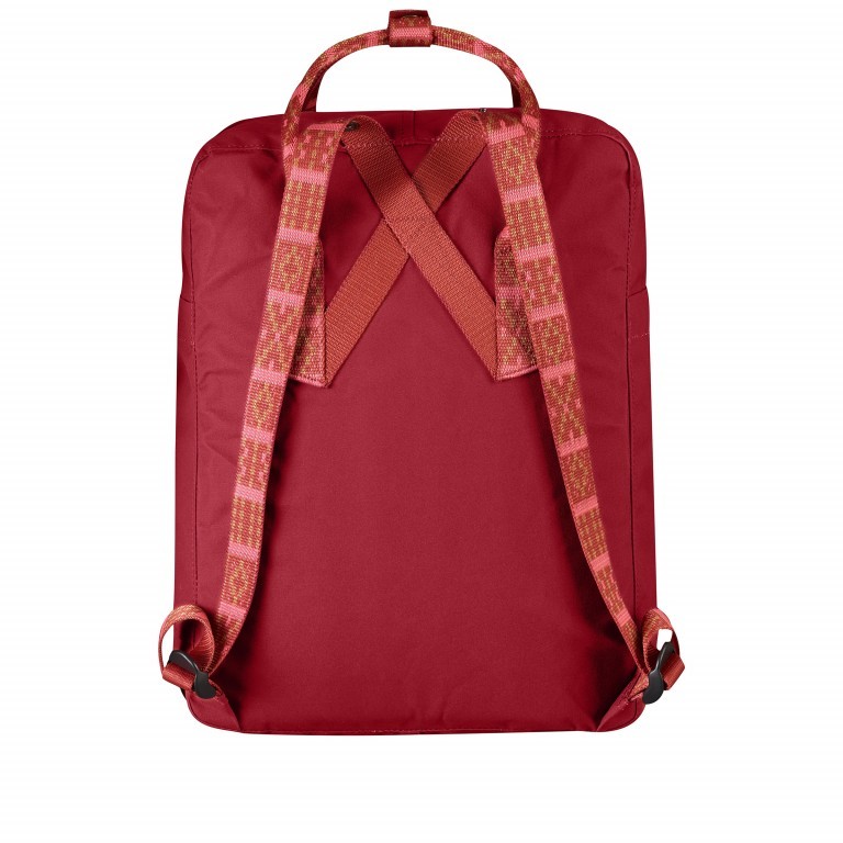 Rucksack Kånken Deep Red Folk Blocked, Farbe: rot/weinrot, Marke: Fjällräven, EAN: 7323450363253, Abmessungen in cm: 27x38x13, Bild 3 von 16