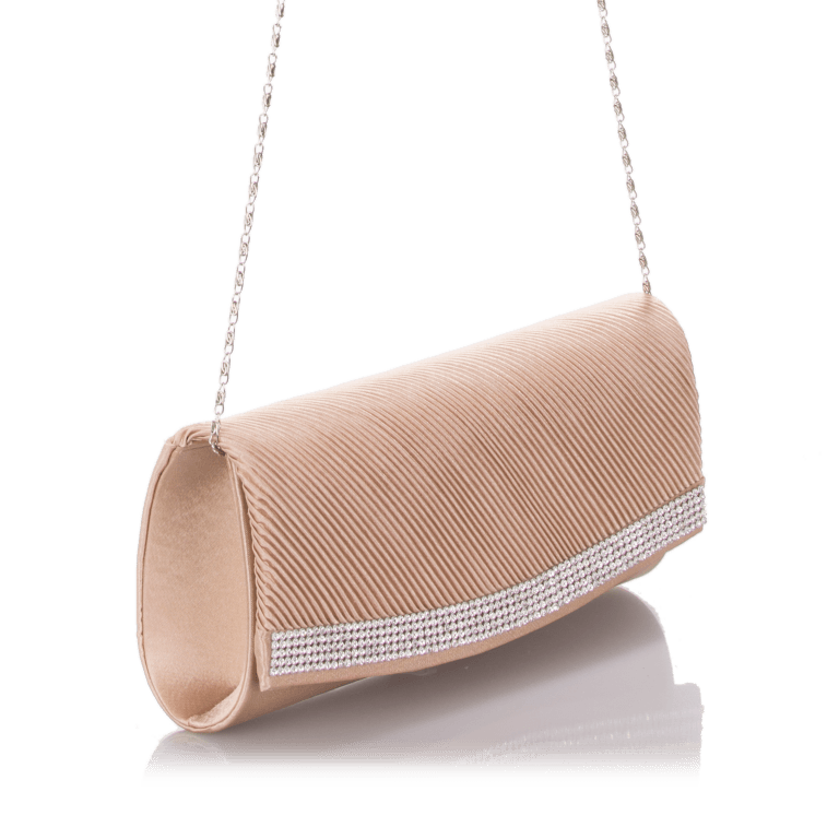 Clutch mit Strass Beige, Farbe: beige, Marke: Hausfelder Manufaktur, Abmessungen in cm: 26x12x7, Bild 2 von 5