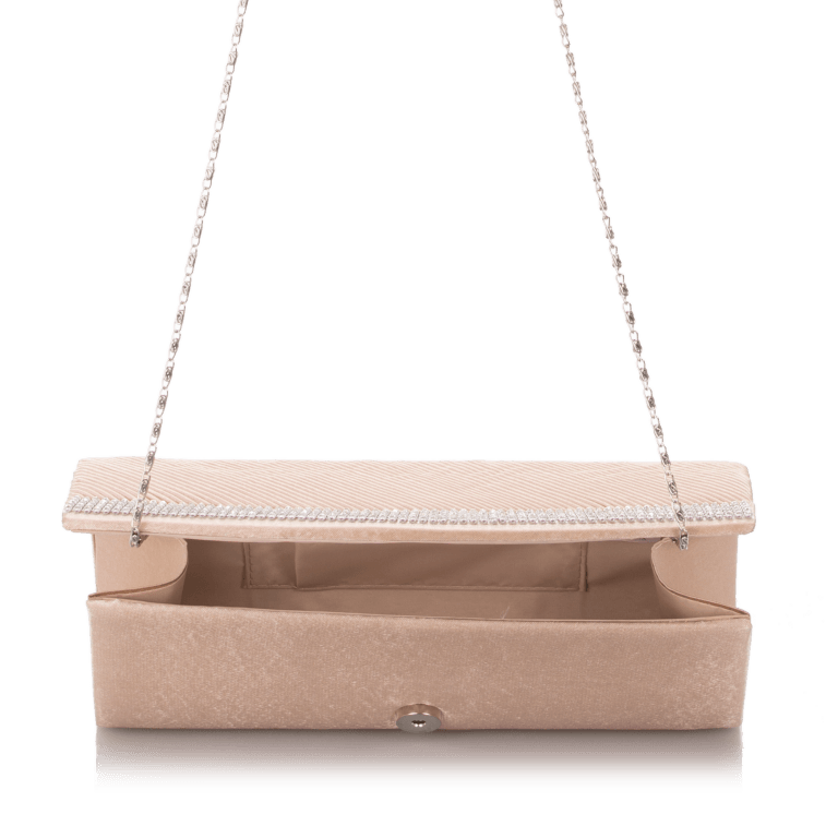 Clutch mit Strass Beige, Farbe: beige, Marke: Hausfelder Manufaktur, Abmessungen in cm: 26x12x7, Bild 3 von 5