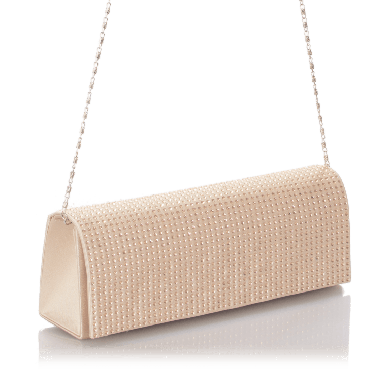 Clutch mit Strass Beige, Farbe: beige, Marke: Hausfelder Manufaktur, Abmessungen in cm: 24x9x6, Bild 2 von 4