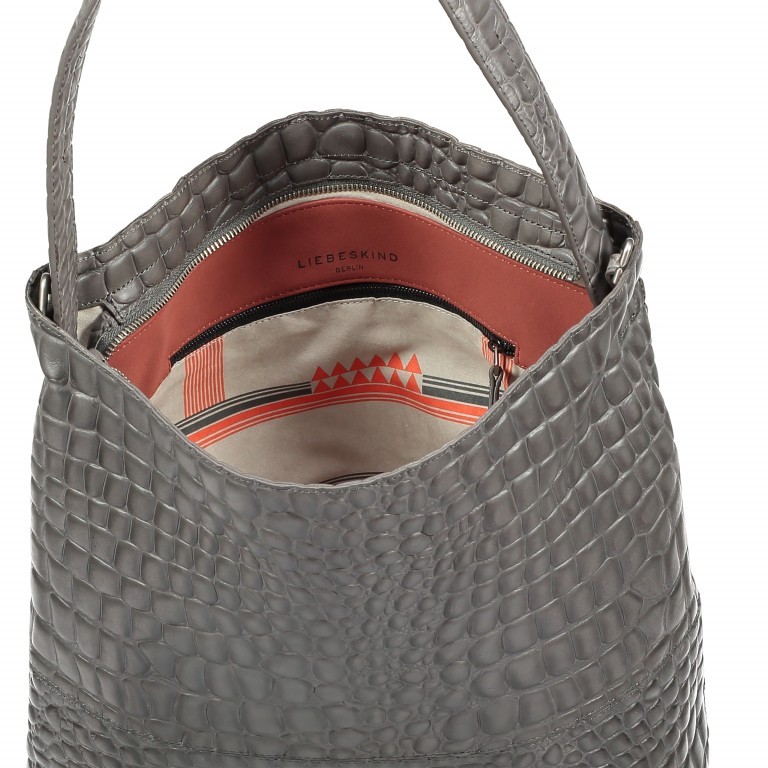 Beuteltasche Tribeca Croco Rock Grey Metallic, Farbe: grau, Marke: Liebeskind Berlin, Abmessungen in cm: 38x38x8, Bild 4 von 5