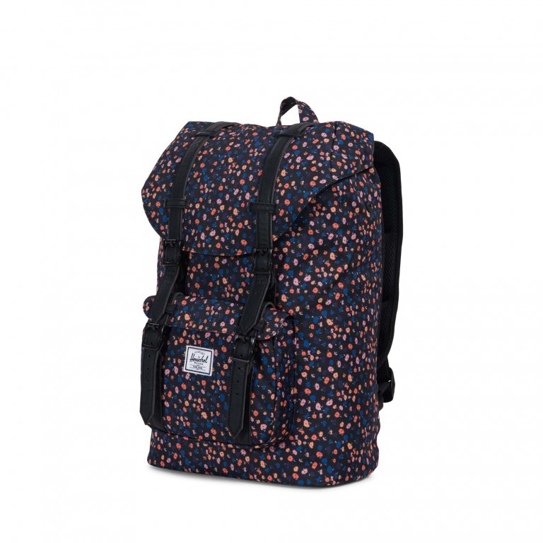 Rucksack Little America Medium einfarbig Volumen 14 Liter Black Mini Floral, Farbe: bunt, Marke: Herschel, EAN: 0828432147786, Abmessungen in cm: 28x43x12, Bild 2 von 4