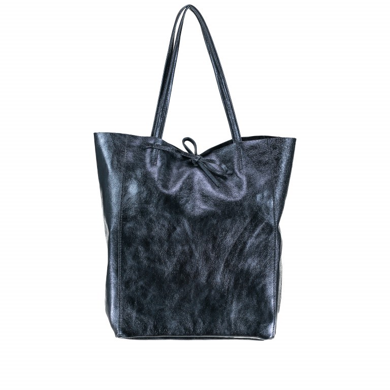 Shopper Athena Blau Metallic, Farbe: blau/petrol, metallic, Marke: Hausfelder Manufaktur, Abmessungen in cm: 28x38x14, Bild 1 von 5