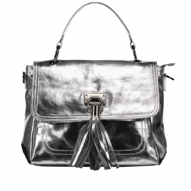 Handtasche Athena Grau Metallic, Farbe: grau, metallic, Marke: Hausfelder Manufaktur, Abmessungen in cm: 28x22x11, Bild 1 von 6