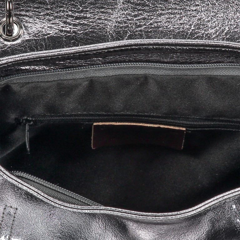 Handtasche Athena Grau Metallic, Farbe: grau, metallic, Marke: Hausfelder Manufaktur, Abmessungen in cm: 28x22x11, Bild 4 von 6