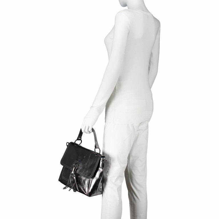 Handtasche Athena Grau Metallic, Farbe: grau, metallic, Marke: Hausfelder Manufaktur, Abmessungen in cm: 28x22x11, Bild 6 von 6