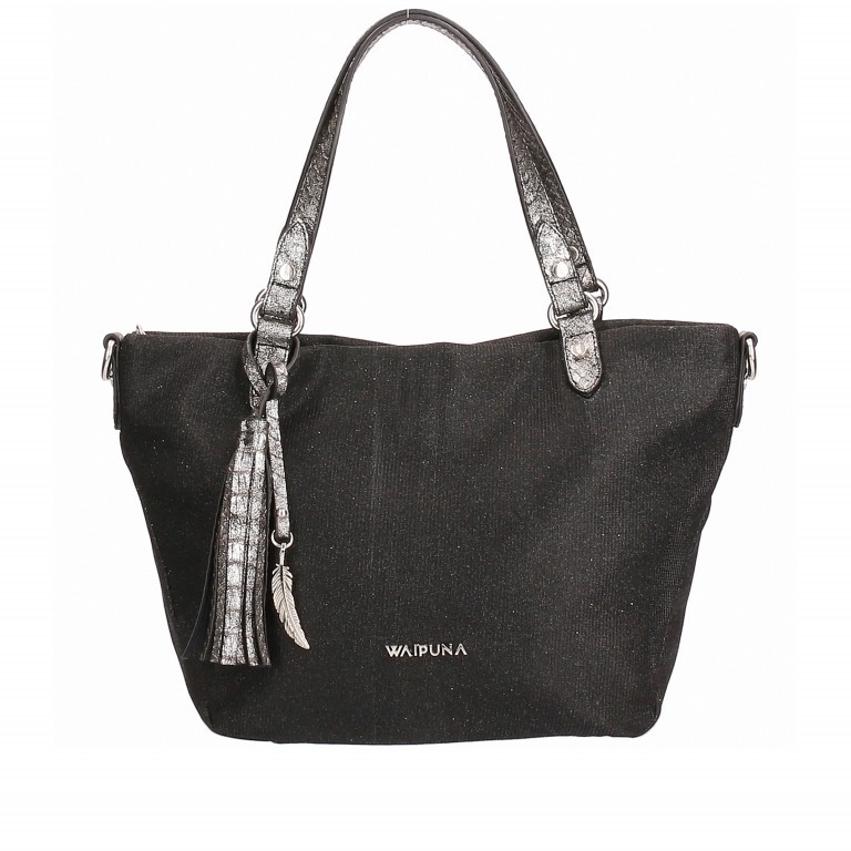 Handtasche Kiana 186 Black, Farbe: schwarz, metallic, Marke: Waipuna, Abmessungen in cm: 34x22x12.5, Bild 1 von 8