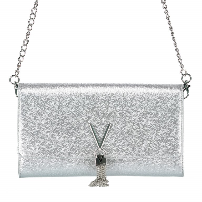 Umhängetasche Divina Argento, Farbe: metallic, Marke: Valentino Bags, EAN: 8052790167281, Abmessungen in cm: 27x16x6, Bild 1 von 6