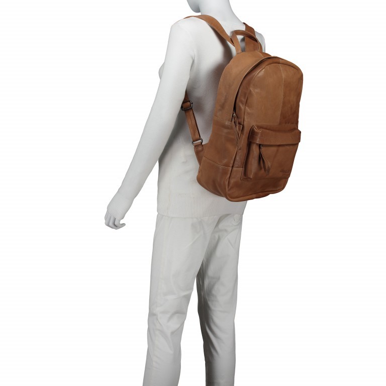 Rucksack Tan, Farbe: cognac, Marke: Hausfelder Manufaktur, Abmessungen in cm: 32x42x17, Bild 4 von 5