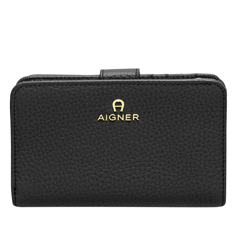 Geldbörse Ivy 152-232 Black Gold, Farbe: schwarz, Marke: AIGNER, EAN: 4055539434747, Abmessungen in cm: 14.3x10x3, Bild 1 von 5