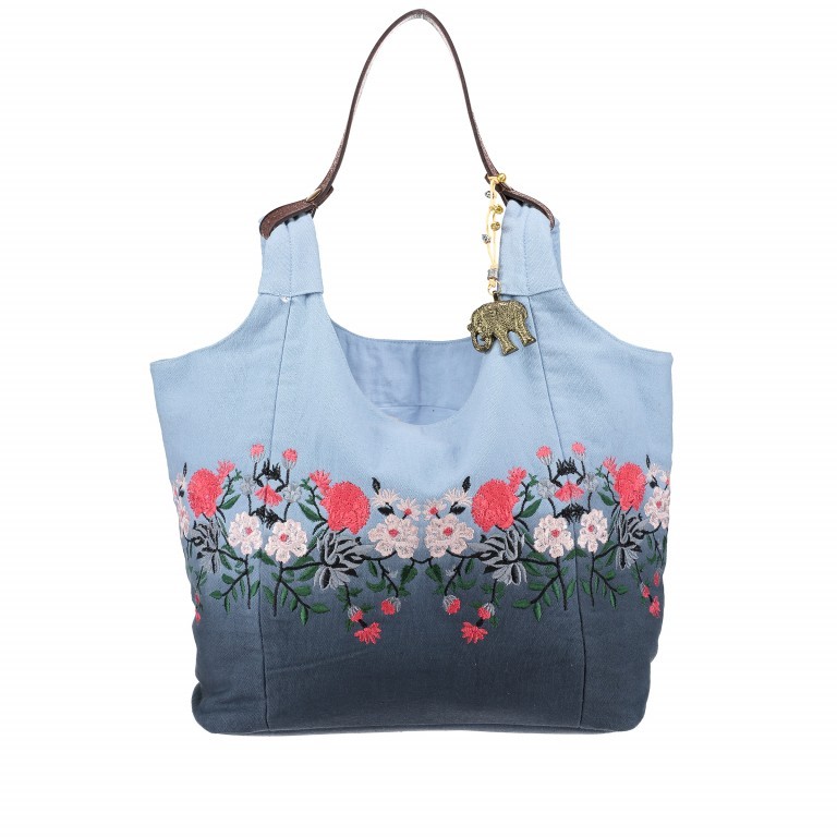 Beutel Baccara Flower Ombre Multi, Farbe: blau/petrol, Marke: Anokhi, EAN: 4251131540385, Abmessungen in cm: 33x27x16, Bild 1 von 5