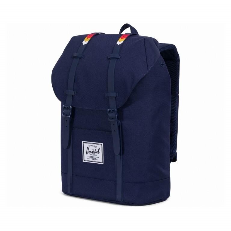 Rucksack Retreat Rubber Straps Volumen 18 Liter Peacoat Rainbow Chevron Rub, Farbe: blau/petrol, Marke: Herschel, EAN: 0828432182015, Abmessungen in cm: 34x46x12, Bild 2 von 5