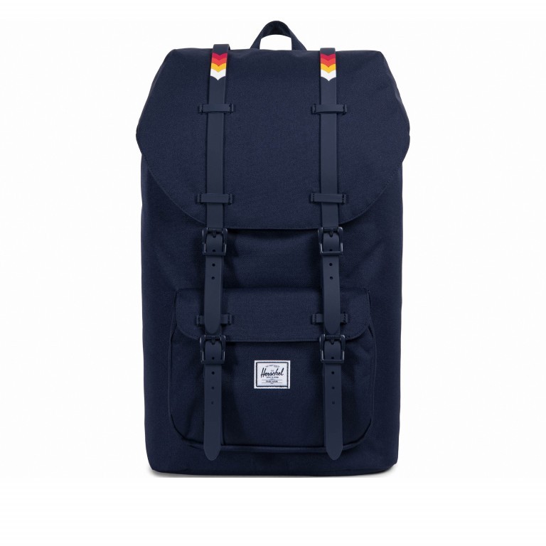 Rucksack Little America Rubber Straps Volumen 23 Liter Peacoat Rainbow Chevron Rubber, Farbe: blau/petrol, Marke: Herschel, EAN: 0828432171835, Abmessungen in cm: 28x50x17, Bild 1 von 4