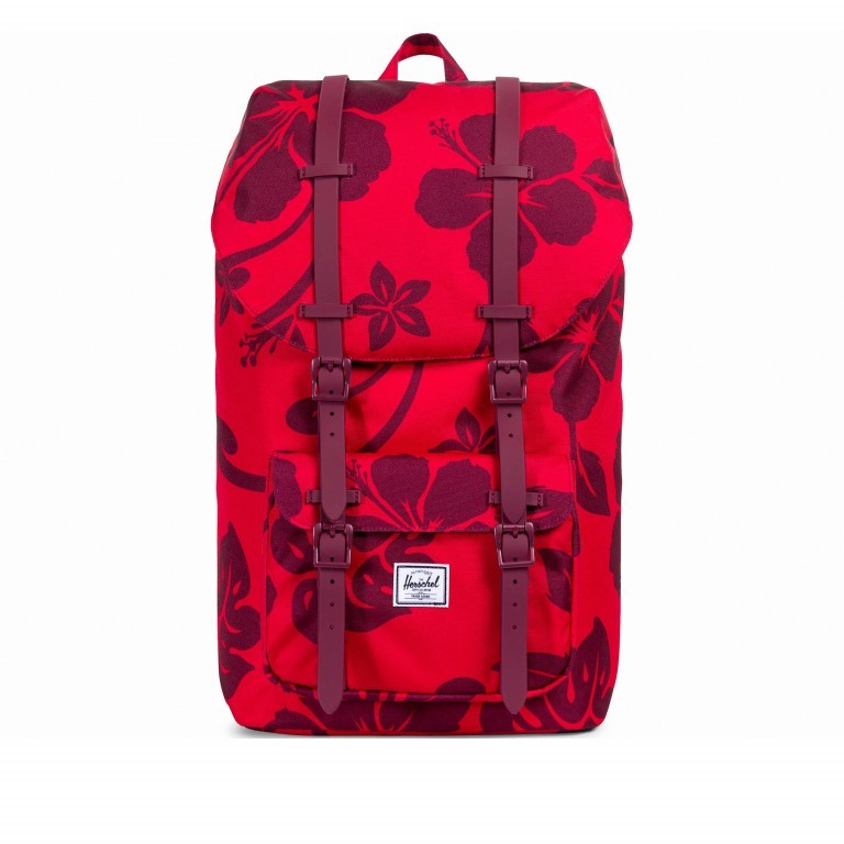 Rucksack Little America Rubber Straps Volumen 23 Liter Aloha, Farbe: rot/weinrot, Marke: Herschel, EAN: 0828432171897, Abmessungen in cm: 28x50x17, Bild 1 von 4