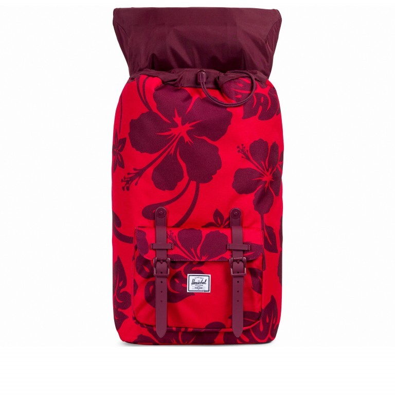 Rucksack Little America Rubber Straps Volumen 23 Liter Aloha, Farbe: rot/weinrot, Marke: Herschel, EAN: 0828432171897, Abmessungen in cm: 28x50x17, Bild 3 von 4